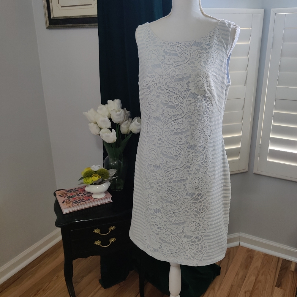 White with baby blue lining dress